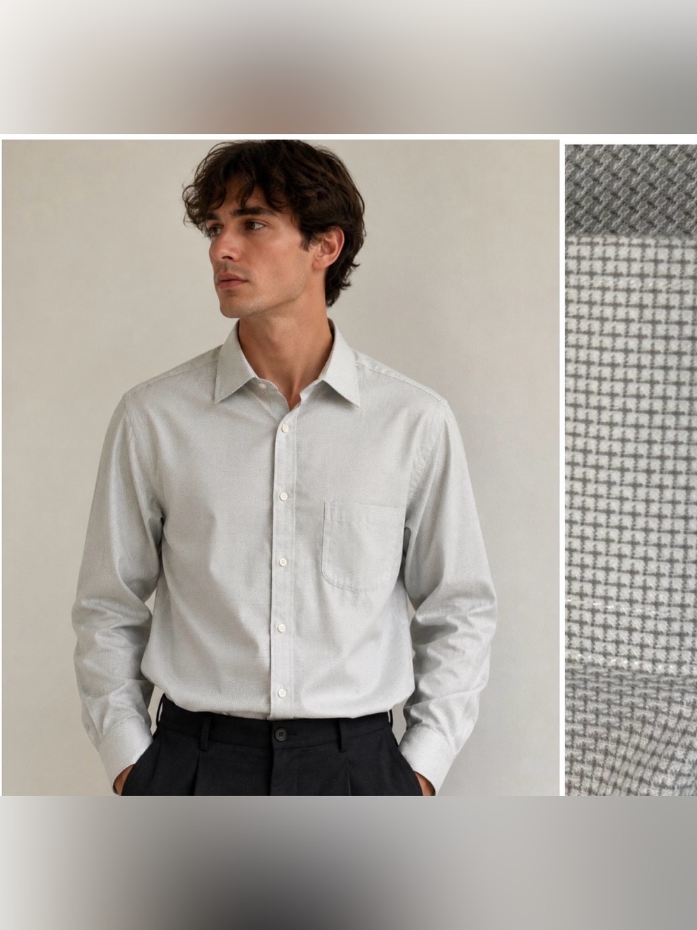 NWT Brooks Brothers Light Gray Men's Dress Shirt with detailed design
